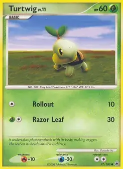 Turtwig 77/100 Majestic Dawn Pokémon card