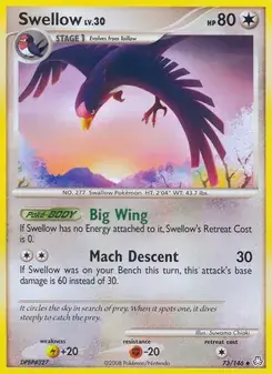 Swellow 73/146 Legends Awakened Pokémon card