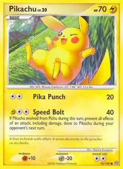 Pikachu 70/100 Stormfront Pokémon card