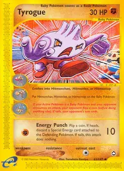 Tyrogue 63/147 Aquapolis Pokémon card