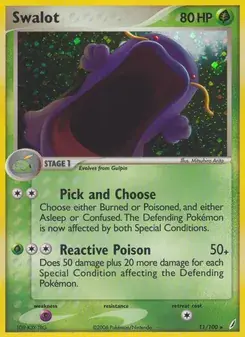Swalot 11/100 Crystal Guardians Pokémon card