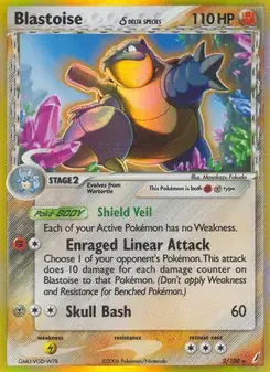 Blastoise δ 2/100 Crystal Guardians Pokémon card
