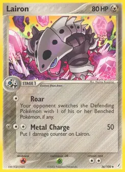 Lairon 36/100 Crystal Guardians Pokémon card
