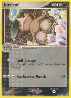 Nuzleaf 39/100 Crystal Guardians Pokémon card
