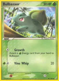 Bulbasaur 46/100 Crystal Guardians Pokémon card