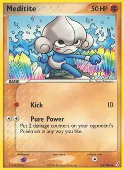 Meditite 56/100 Crystal Guardians Pokémon card