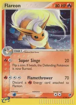 Flareon 5/100 Sandstorm Pokémon card