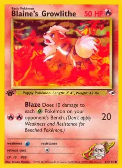 Blaine's Growlithe 62/132 Gym Heroes Pokémon card