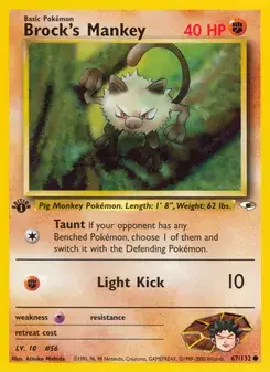 Brock's Mankey 67/132 Gym Heroes Pokémon card