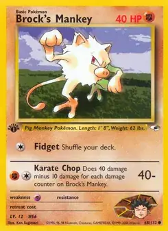 Brock's Mankey 68/132 Gym Heroes Pokémon card