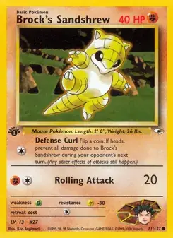 Brock's Sandshrew 71/132 Gym Heroes Pokémon card