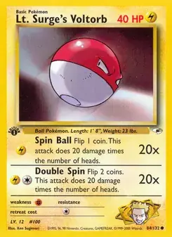 Lt. Surge's Voltorb 84/132 Gym Heroes Pokémon card