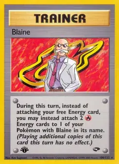 Blaine 100/132 Gym Challenge Pokémon card
