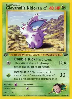 Giovanni's Nidoran ♂ 76/132 Gym Challenge Pokémon card