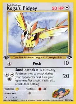 Koga's Pidgey 80/132 Gym Challenge Pokémon card