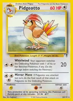 Pidgeotto 34/110 Legendary Collection Pokémon card