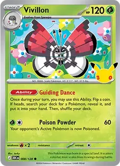 Vivillon 008/128 30th Celebration Pokémon card