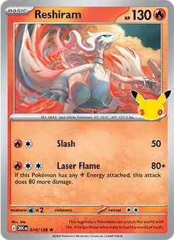 Reshiram 014/128 30th Celebration Pokémon card