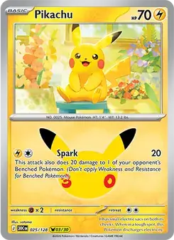 Pikachu 025/128 30th Celebration Pokémon card