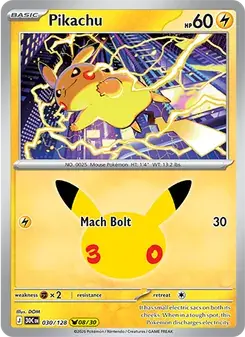 Pikachu 030/128 30th Celebration Pokémon card