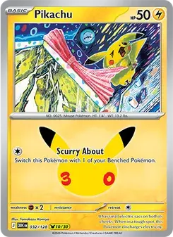 Pikachu 032/128 30th Celebration Pokémon card