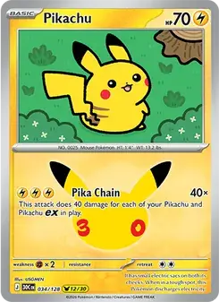 Pikachu 034/128 30th Celebration Pokémon card
