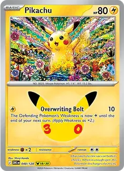 Pikachu 040/128 30th Celebration Pokémon card