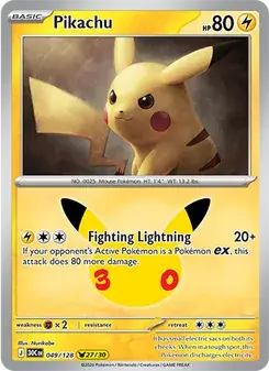 Pikachu 049/128 30th Celebration Pokémon card