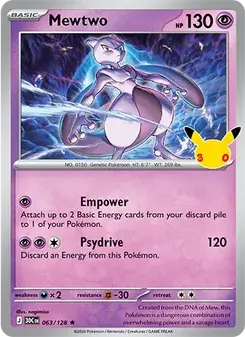 Mewtwo 063/128 30th Celebration Pokémon card