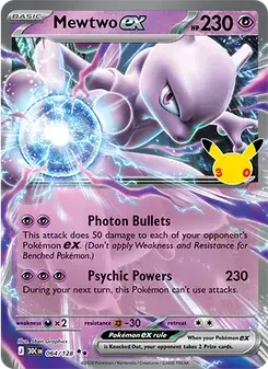 Mewtwo ex 064/128 30th Celebration Pokémon card