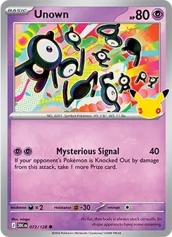 Unown 072/128 30th Celebration Pokémon card