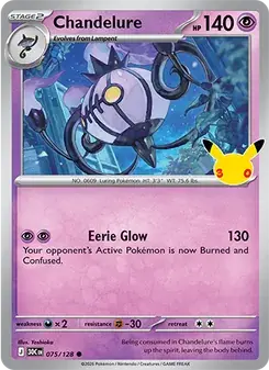 Carta Pokémon Chandelure 075/128 de 30th Celebration