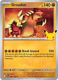 Groudon 082/128 30th Celebration Pokémon card