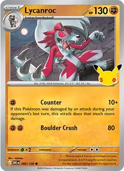 Lycanroc 085/128 30th Celebration Pokémon card