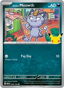 Alolan Meowth 089/128 30th Celebration Pokémon card