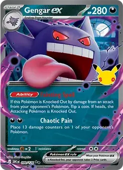 Gengar ex 090/128 30th Celebration Pokémon card