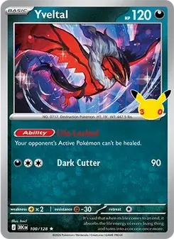 Yveltal 100/128 30th Celebration Pokémon card