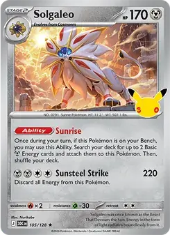 Solgaleo 105/128 30th Celebration Pokémon card