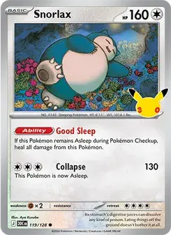 Snorlax 119/128 30th Celebration Pokémon card