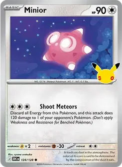 Minior 124/128 30th Celebration Pokémon card