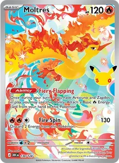 Moltres 130/128 30th Celebration Pokémon card