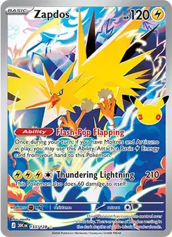 Zapdos 133/128 30th Celebration Pokémon Karte