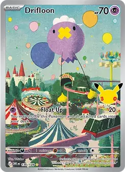 Carta Pokémon Drifloon 136/128 de 30th Celebration