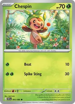Chespin 005/86 Chaos Rising Pokémon card