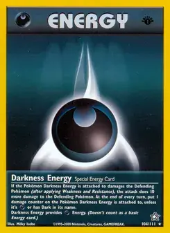 Darkness Energy 104/111 Neo Genesis Pokémon card