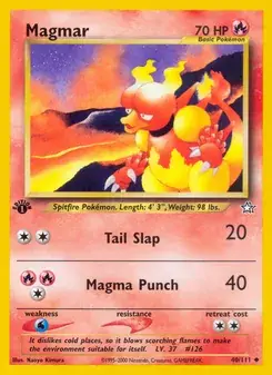 Magmar 40/111 Neo Genesis Pokémon card
