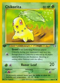 Chikorita 54/111 Neo Genesis Pokémon card