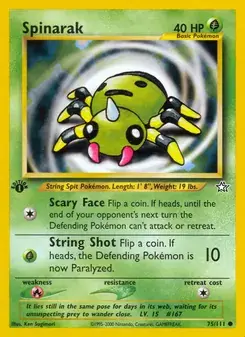 Spinarak 75/111 Neo Genesis Pokémon card