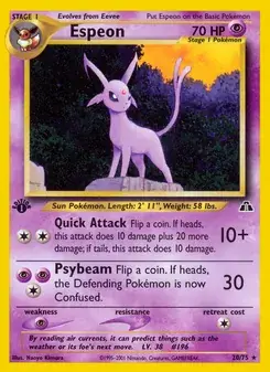 Espeon 20/75 Neo Discovery Pokémon card