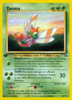 Yanma 36/75 Neo Discovery Pokémon card